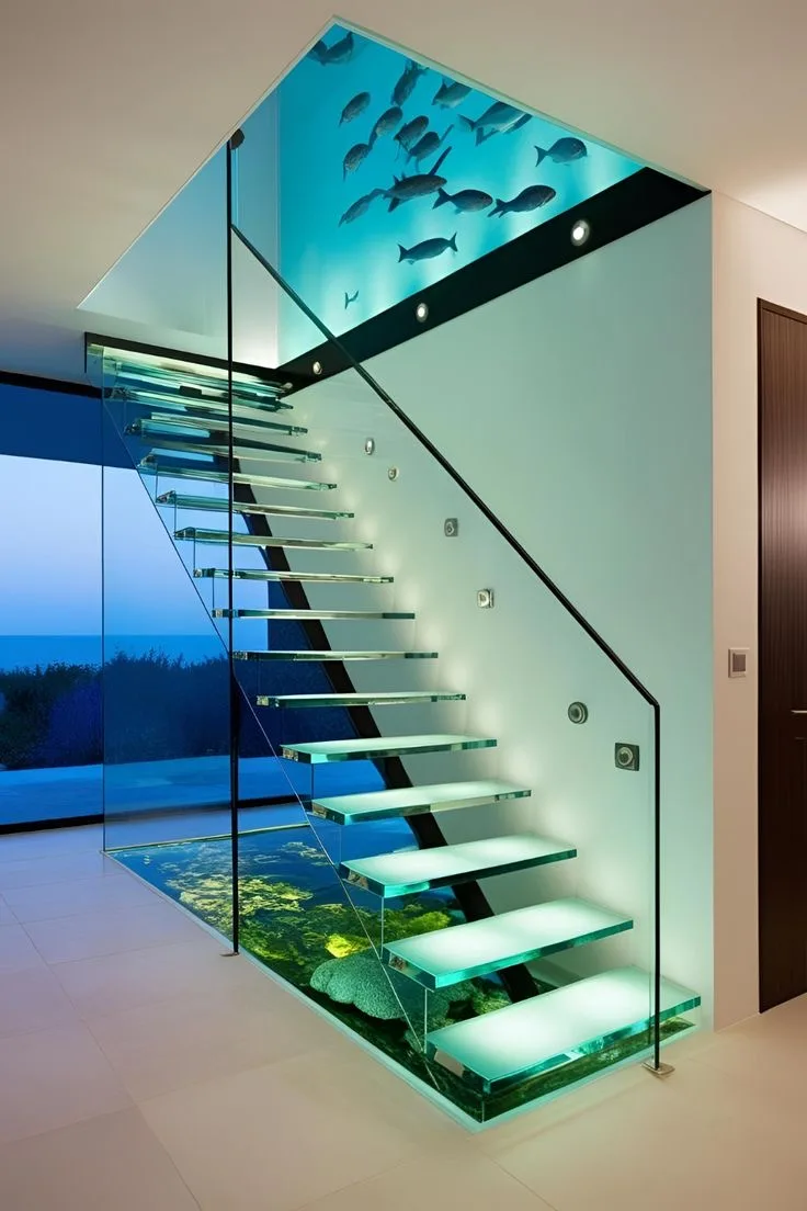 7. A Large-Scale Aquarium Spanning a Double-Height Stairwell