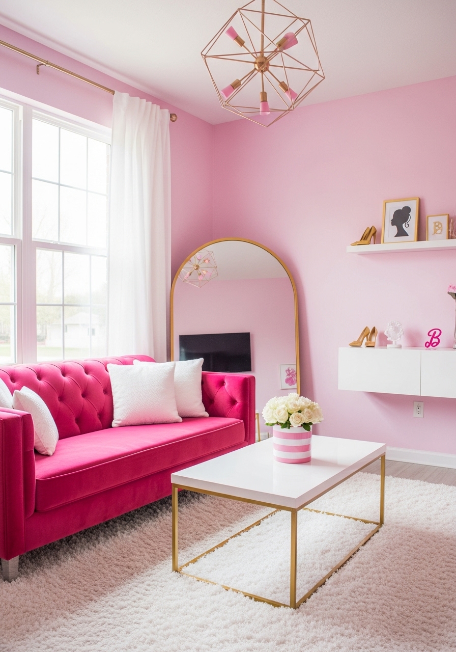 A Pink and White Checkerboard Floor or Rug