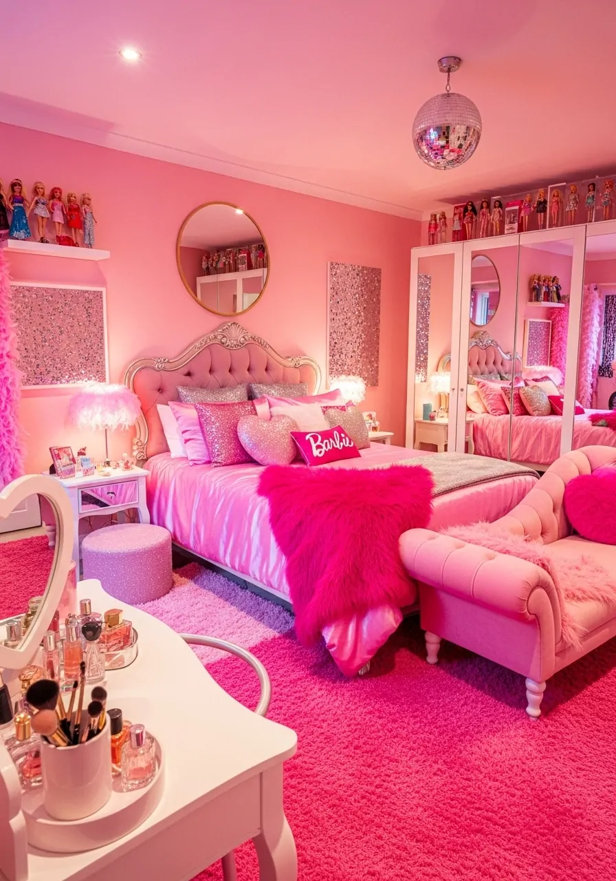 Metallic Gold Accents Against a Pink Color Scheme
