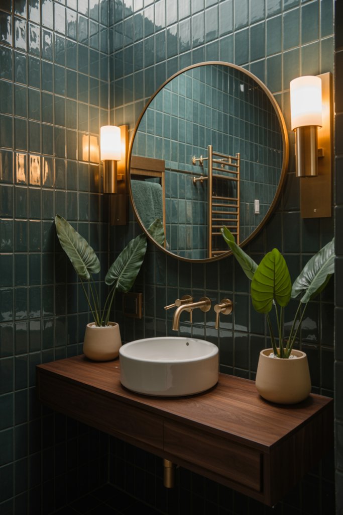 9. Bold Colored Tile as a Dramatic Statement Shower Wall