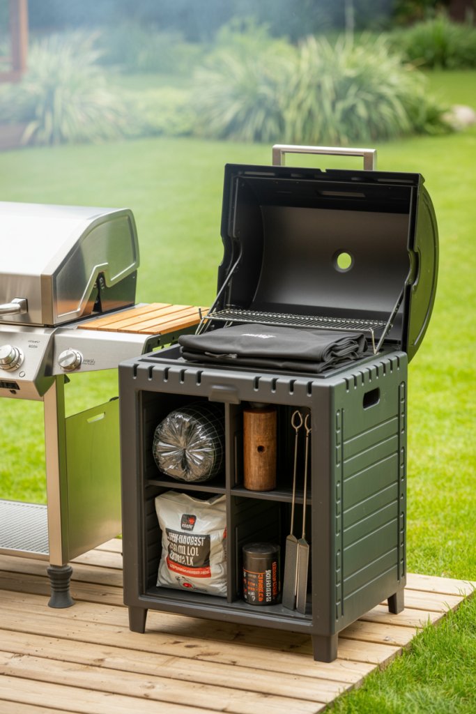 5. A Grill Positioned Near a Covered Area for Weather Protection