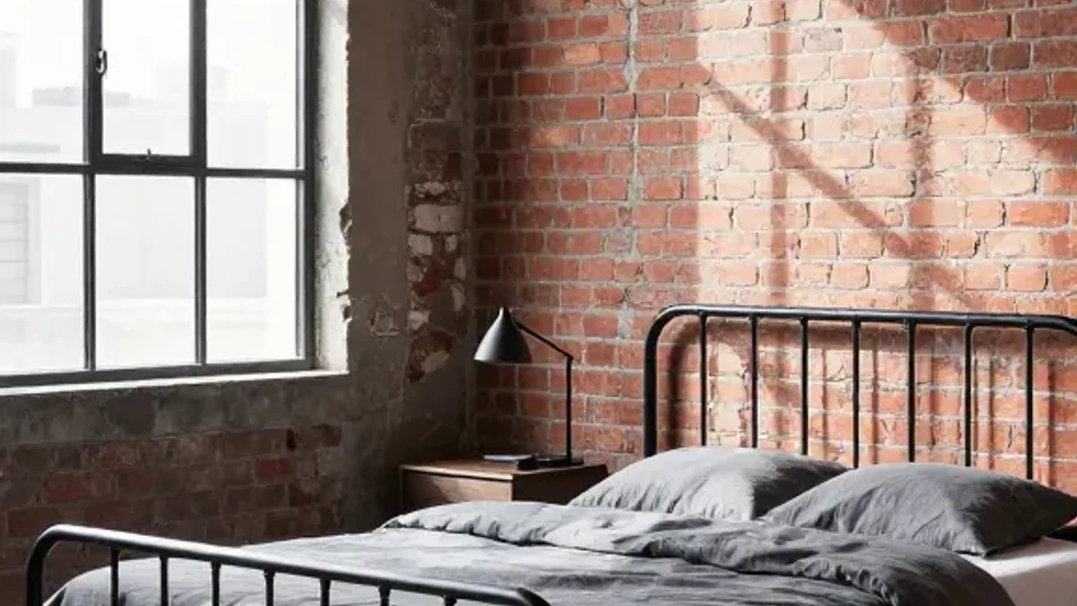 A matte black metal platform frame for sleek minimalism