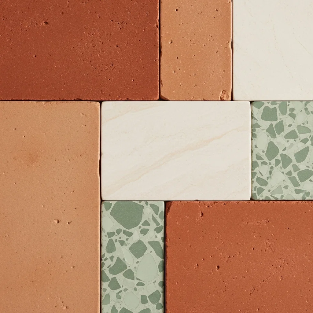 Warm chocolate brown tiles with crisp white grout lines in a modern walk-in bathroom shower with glass doors