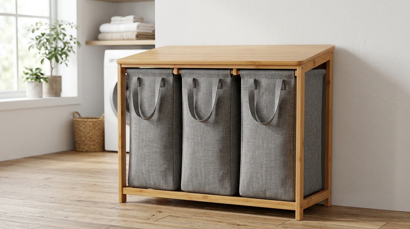 3-Section Divided Laundry Hamper with Removable Bags