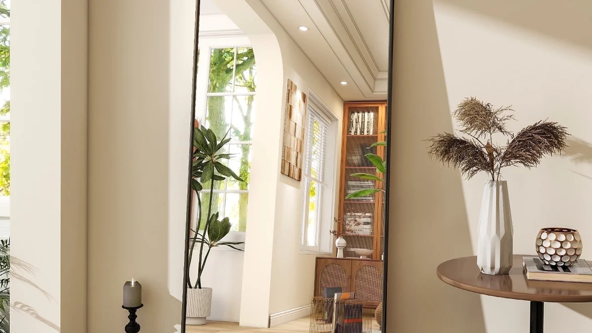 Oversized Extra-Wide Leaning Full-Length Floor Mirror in primary suite