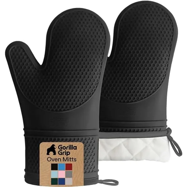 GORILLA GRIP Silicone Oven Mitts with Textured Honeycomb Grip