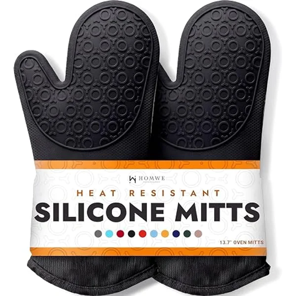HOMWE Silicone Oven Mitts with Extra Long Forearm Protection