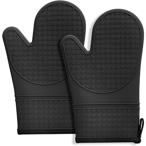 Hovico Snowflake Textured Silicone Oven Mitts with Thick Cotton Lining