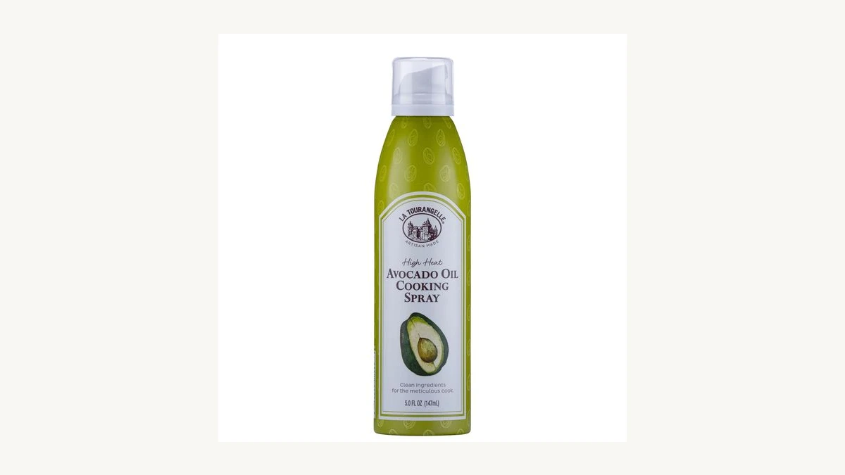 La Tourangelle Avocado Oil Spray canister displayed on a modern kitchen countertop