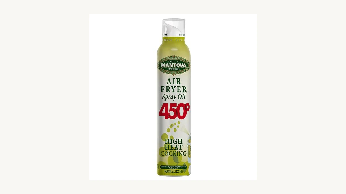 Mantova Air Fryer Spray bottle displaying sleek Italian culinary packaging