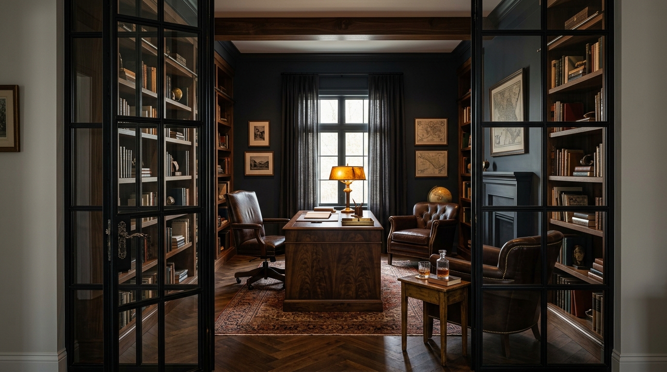 25. Architectural Steel-and-Glass Crittall French Doors