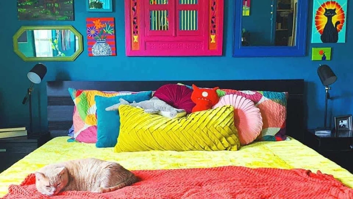 A bold, saturated wall color as a dramatic backdrop