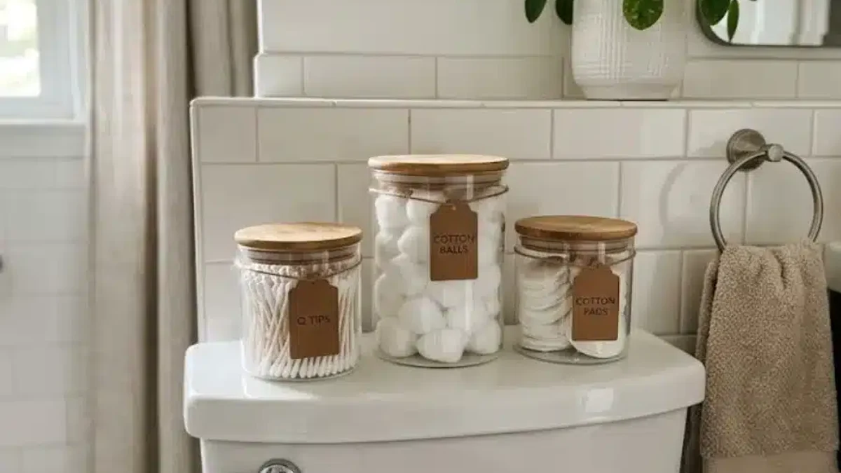 A small jar of cotton balls or bath salts