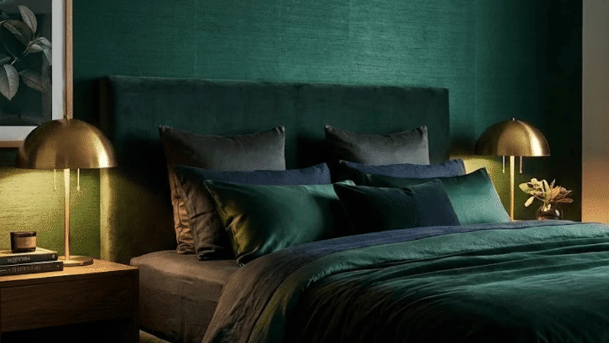 A dramatic dark floral pattern for a moody bedroom
