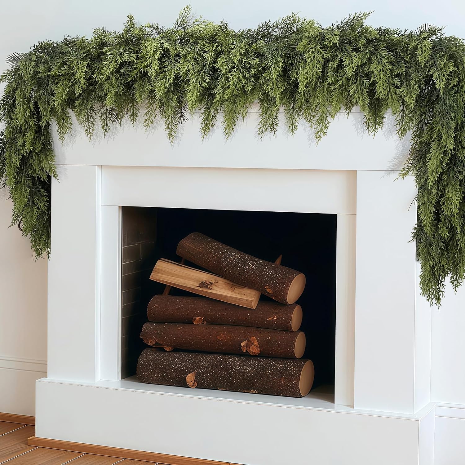 Cedar Garland With Pinecones and Red Berries