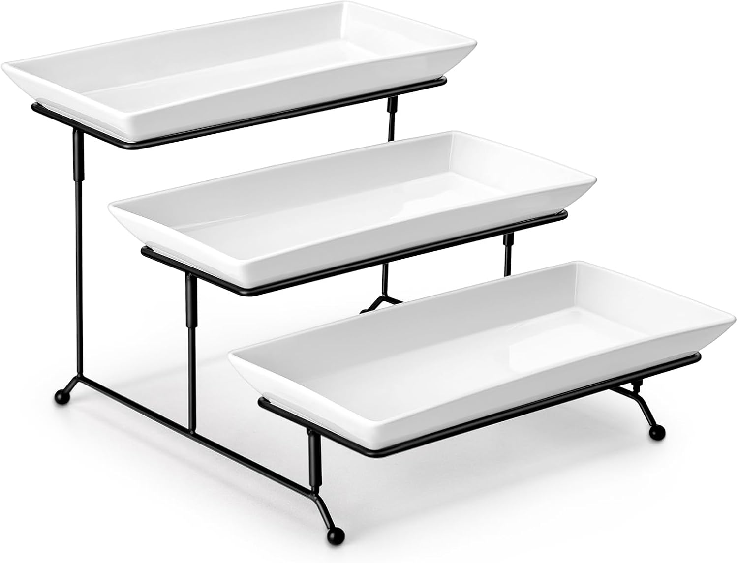 MALACASA 3-Tier Porcelain Serving Platter Stand