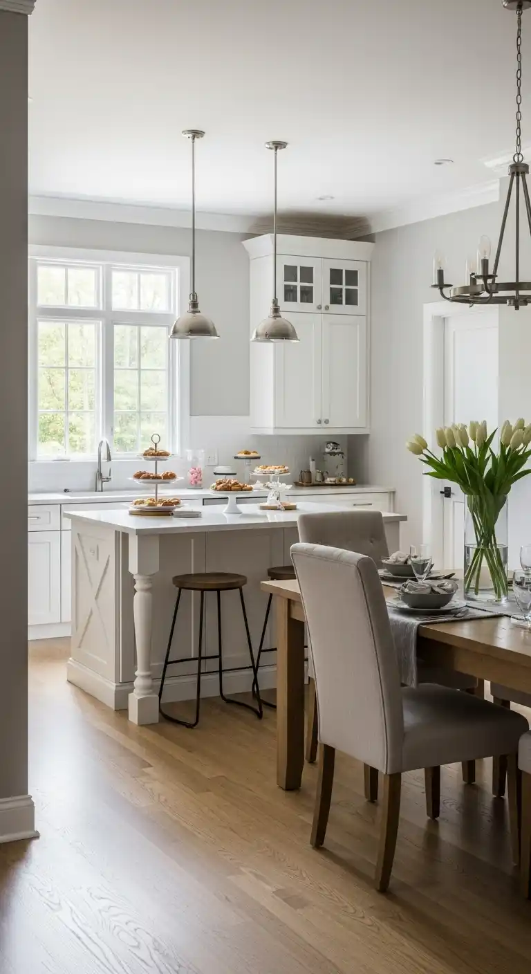 Open-Plan Dining Area with Defined Zones and Islands