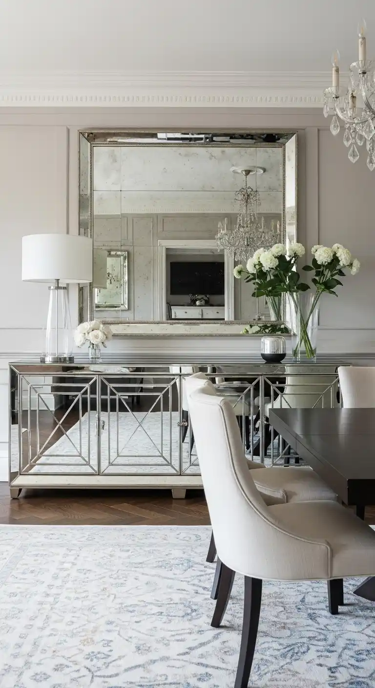 Floor to Ceiling High Curtains in Grand Dining Room