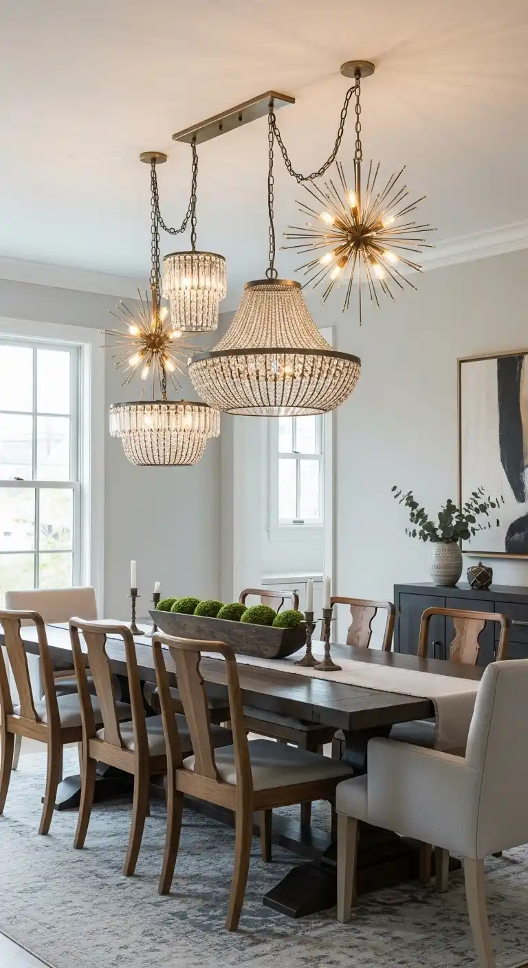 Install a Dramatic Statement Chandelier Over Dining Table