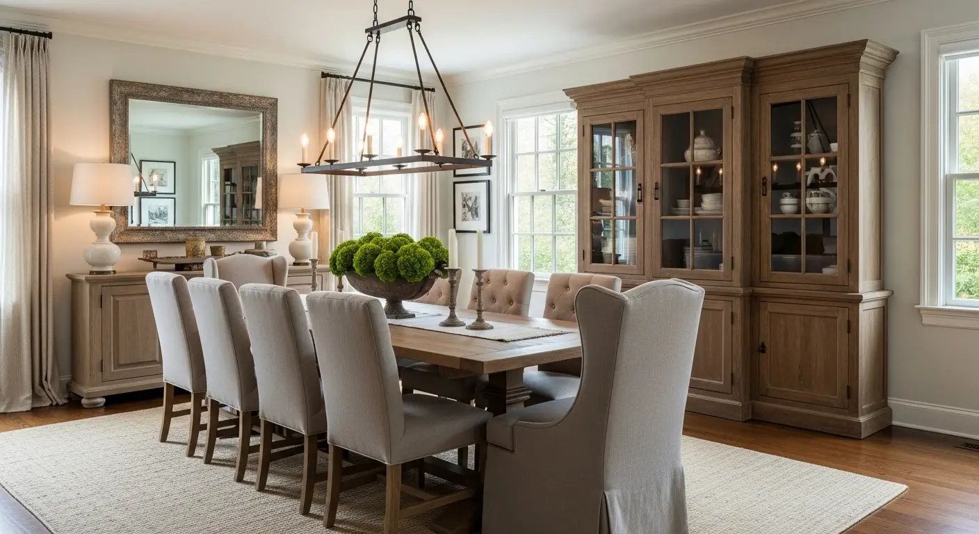Modern Organic Large Dining Room with Natural Textures