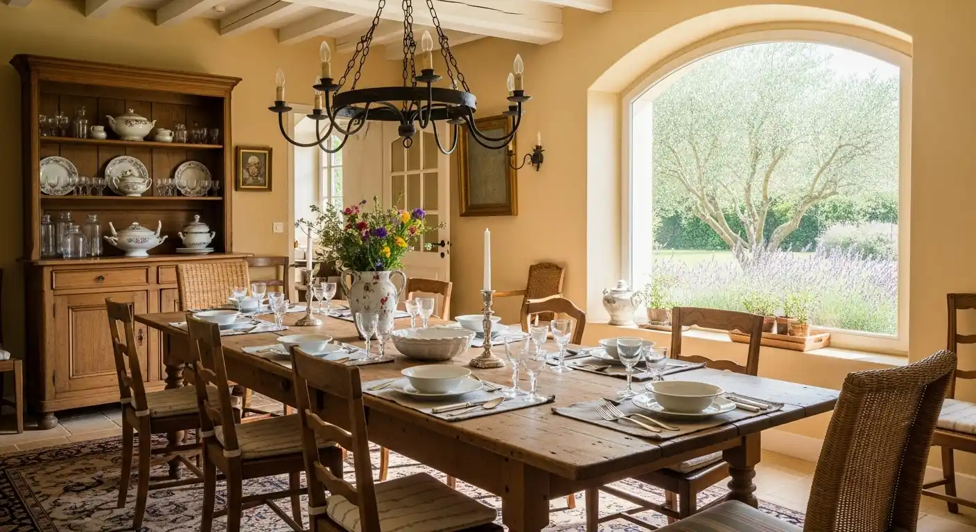 Beautiful Farmhouse Dining Room with Rustic Warmth