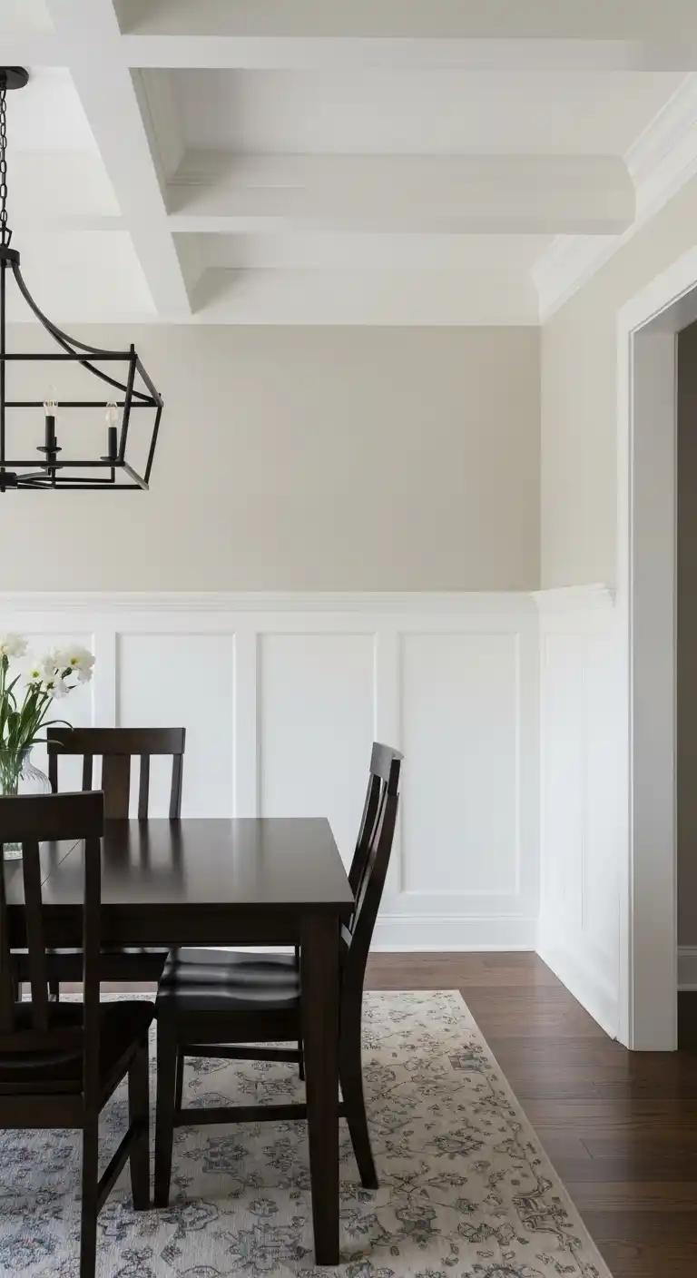 Elegant Wall Paneling and Wainscoting in Large Dining Room