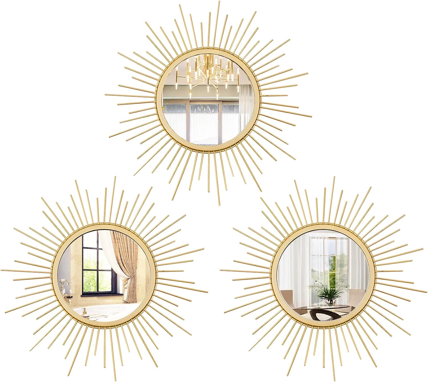 A Gold Sunburst or Geometric Wall Mirror