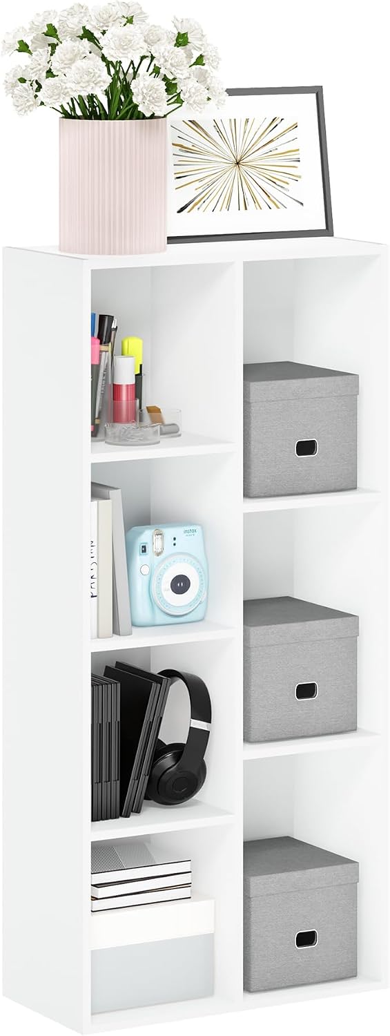 Furinno LUDER 7-Cube Space-Saving Vertical Bookshelf