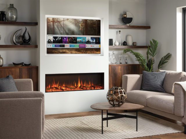 A Built-in Bookshelf Wall With the TV Integrated Among the Shelves