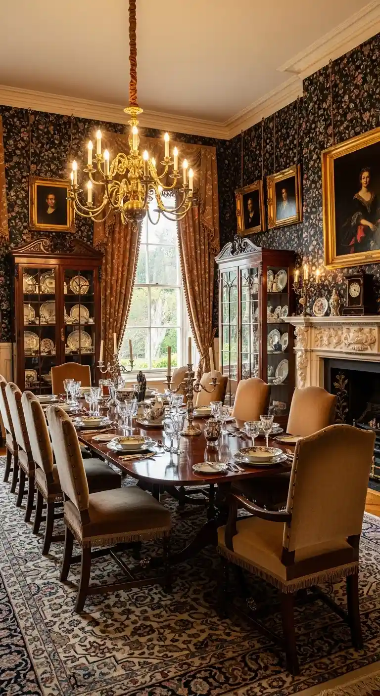 Victorian Dining Room with Glass Fronted China Cabinets