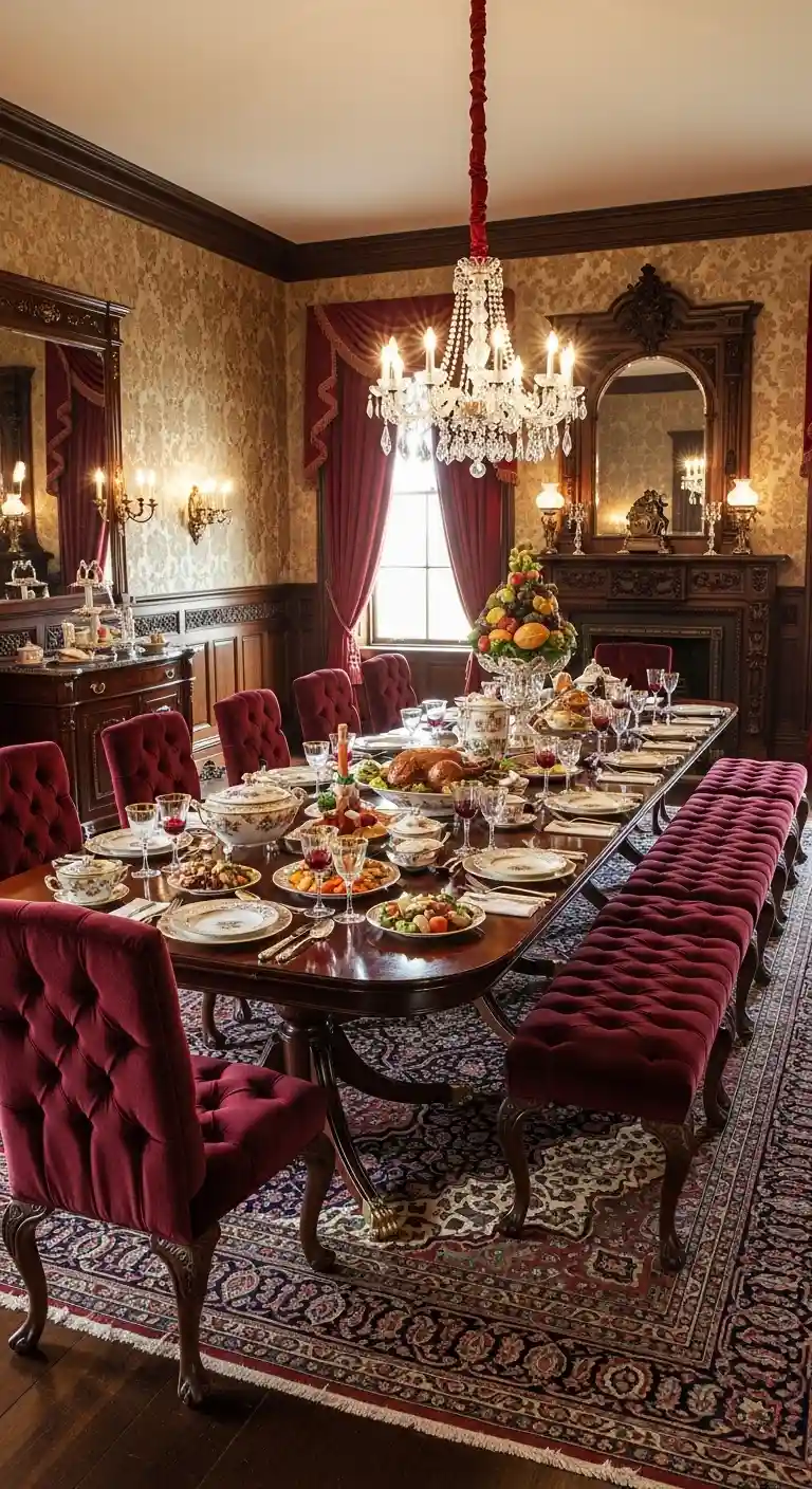 Small Victorian Dining Room with Traditional Charm and Banquette Seating